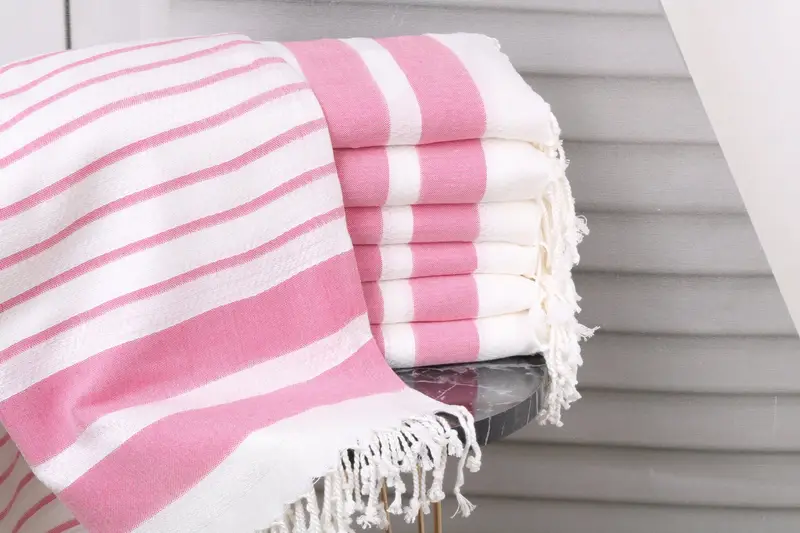Fouta towel, Wedding Anniversary Gift, Sand-free towel, Luxury towel, Employee Gifts, Miami Bachelorette Party Favors, 70x40 Cotton Striped Towel - 1