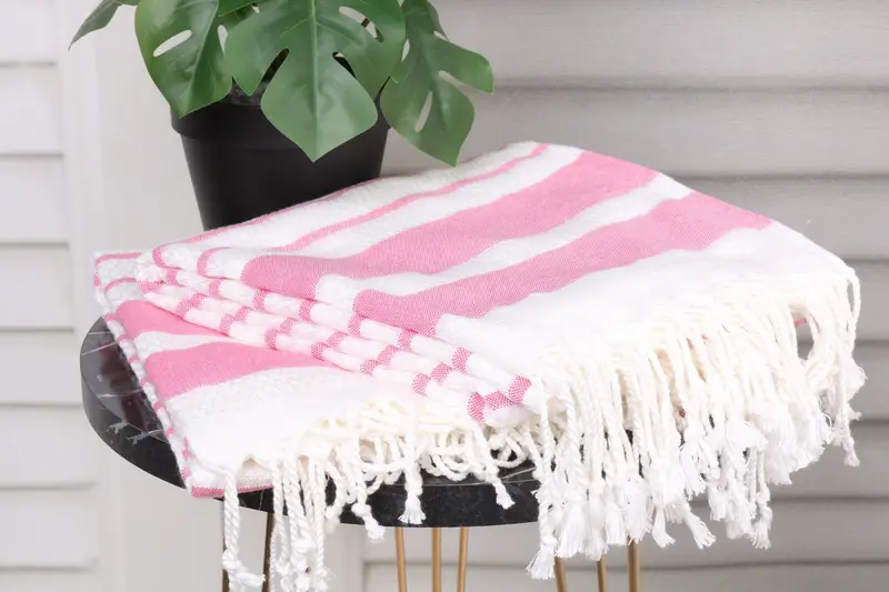 Fouta towel, Wedding Anniversary Gift, Sand-free towel, Luxury towel, Employee Gifts, Miami Bachelorette Party Favors, 70x40 Cotton Striped Towel - 3