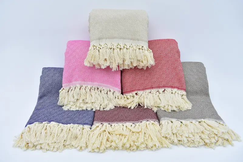 Throw Blanket, Custom Blanket, Bridesmaid Proposal Gift, Personalized Gifts, 96x80 Cotton Diamond Towel, Turkish Towel Blanket, Gift For Wedding Day - 1