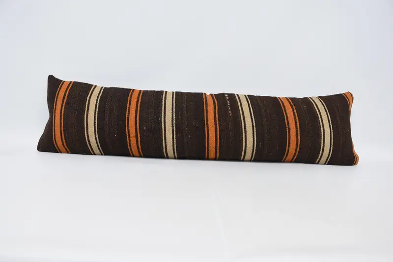 12x48 inch Throw Moroccan Pillow, Striped LuxuryOrange Cushion Case - 1