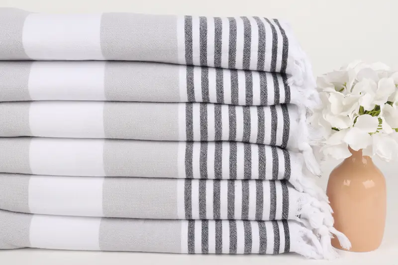 Yoga Towel, Holiday Towel, Gifts For Him, Valentines Gift, 68x36 Cotton Striped Terry Towel, Bachelor Gifts, Wedding Anniversary Gift, Travel towel - 3
