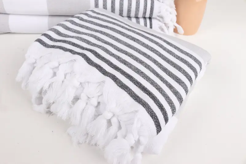 Yoga Towel, Holiday Towel, Gifts For Him, Valentines Gift, 68x36 Cotton Striped Terry Towel, Bachelor Gifts, Wedding Anniversary Gift, Travel towel - 5