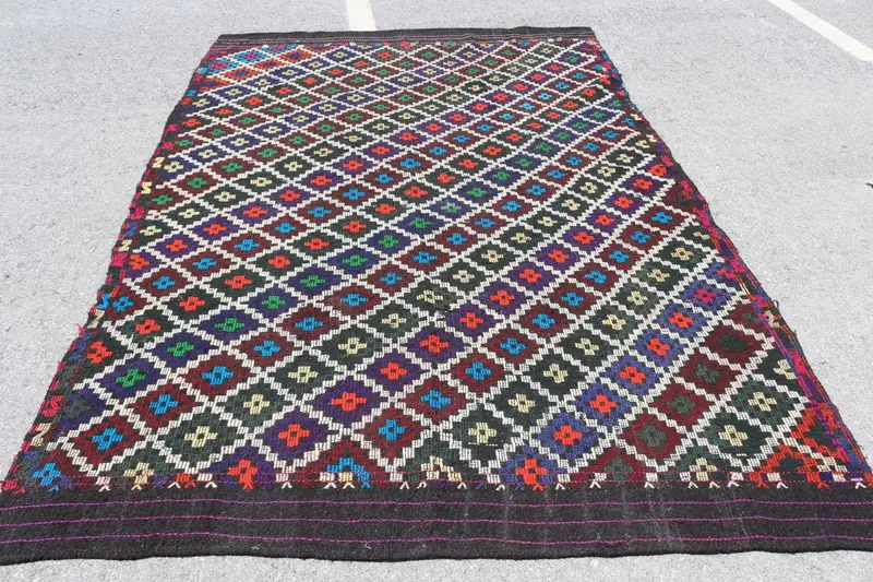 6.5x10.2 ft Türk Halısı, Vintage Büyük Halı, Kırmızı Fas Yün Halısı - 1