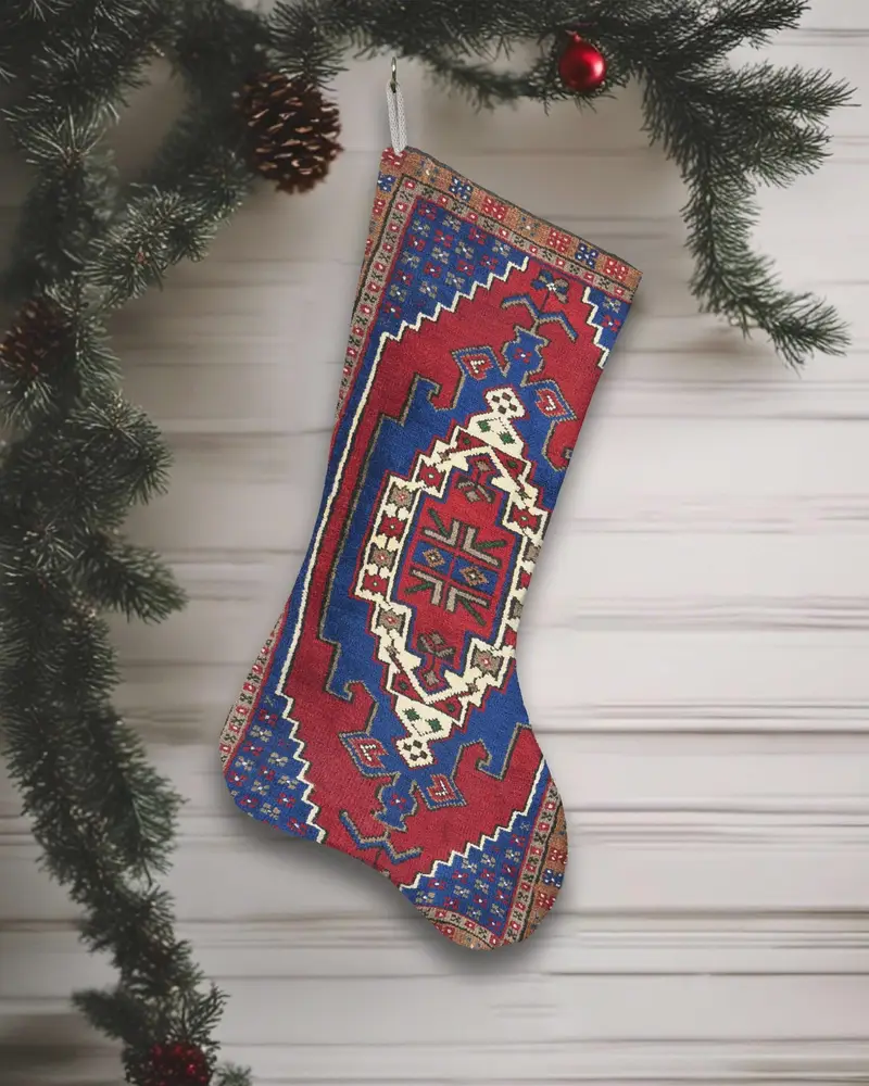 Medias festivas de adornos navideños rojos y bronce, acogedora decoración navideña de algodón