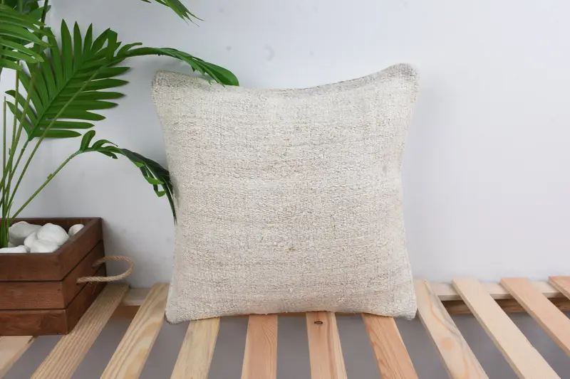 16x16 White Pillow, Lounge Throw Pillow, Kilim Cushion Sham, Home Decor Pillow, Pillow for Sofa, Wholesale Cushion Case, Pillow Sham - 1