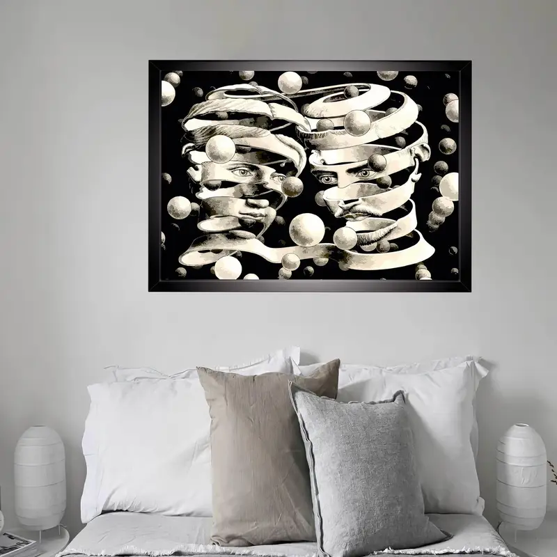 Escher-Inspired Surreal Glass: Abstract Printed Elegance