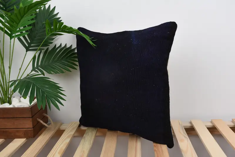 Turkish Pillow, Bolster Pillow, Gift Pillow, 18x18 Brown Cushion Case, Throw Kilim Pillow, Pillow, Handmade Rug Seat Cushion Cover - 5