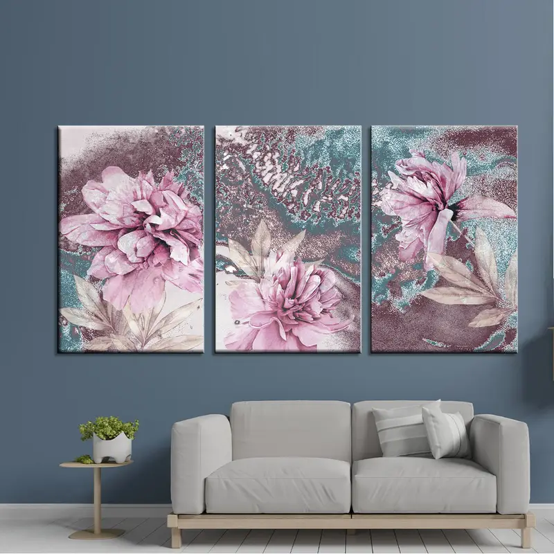 Watercolor Flowers Canvas, Abstract Oil Painting, Wall Art Decor, Purple Flower Decor, Floral Theme Home Decor, Watercolor Floral Painting - 5