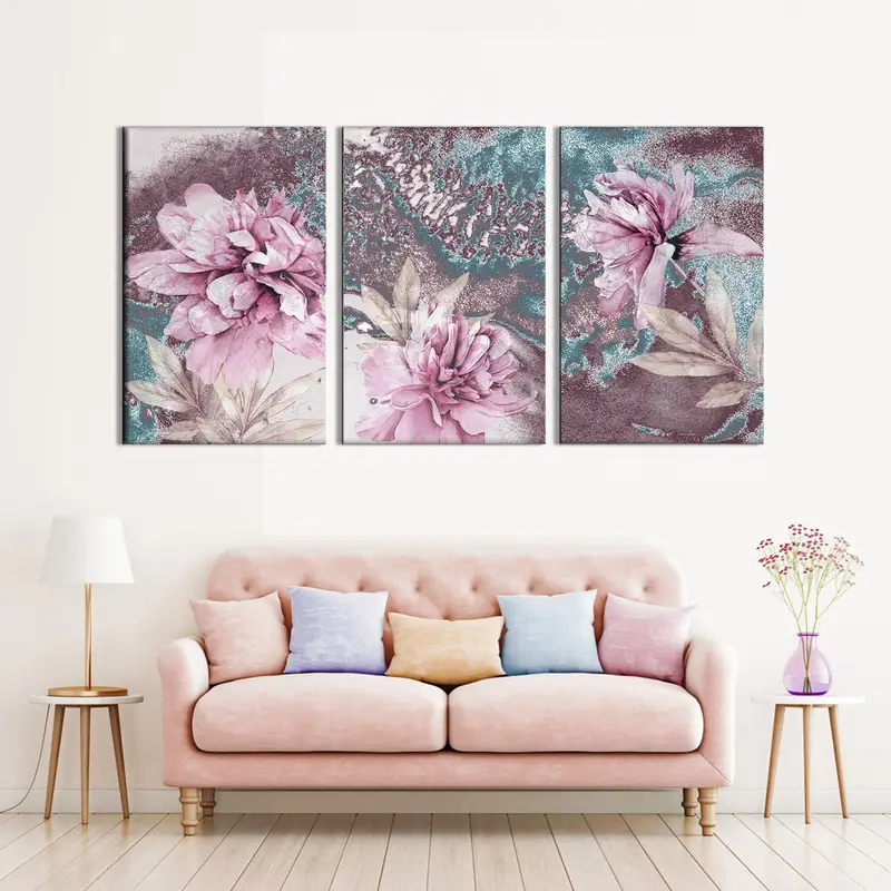 Watercolor Flowers Canvas, Abstract Oil Painting, Wall Art Decor, Purple Flower Decor, Floral Theme Home Decor, Watercolor Floral Painting - 1