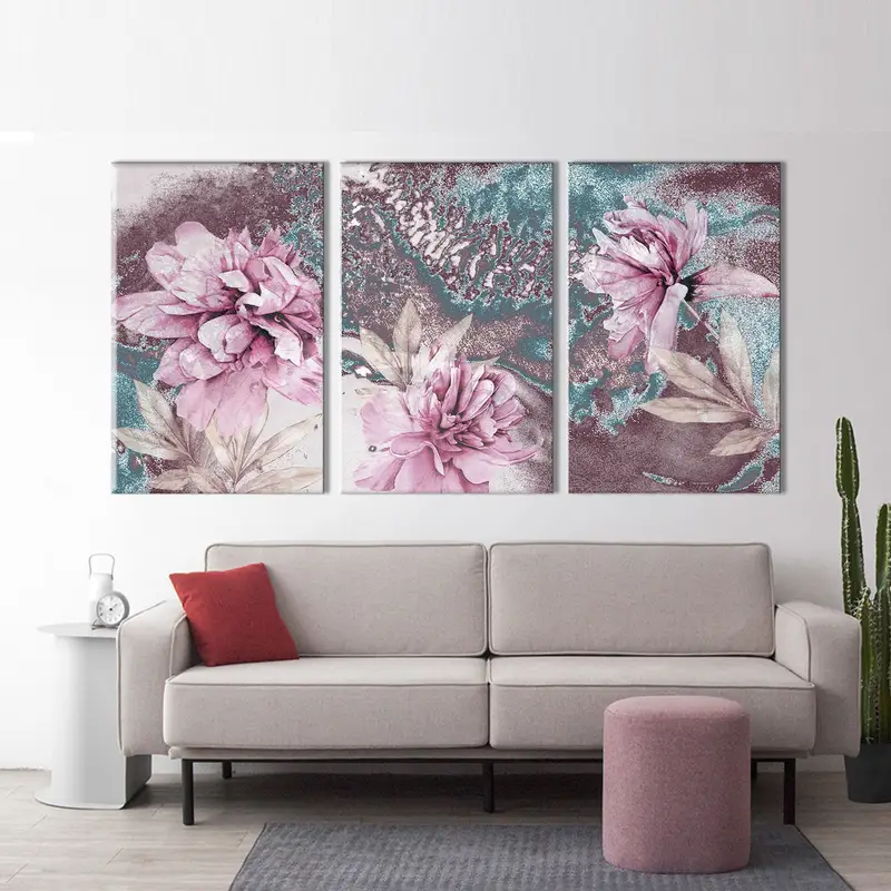 Watercolor Flowers Canvas, Abstract Oil Painting, Wall Art Decor, Purple Flower Decor, Floral Theme Home Decor, Watercolor Floral Painting - 2
