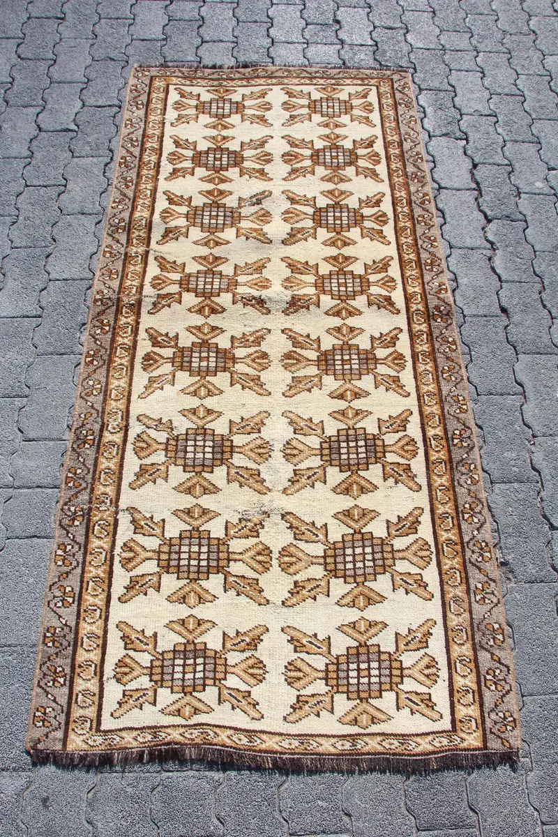 Elegante Alfombra Marroquí 9x1,8m Marrón y Beige