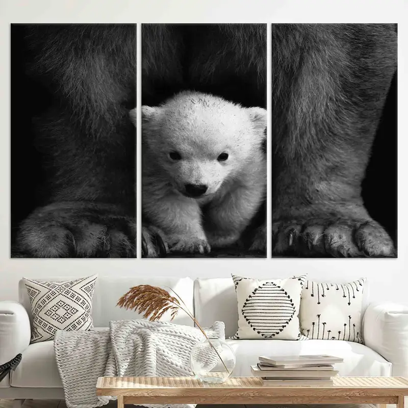Baby Polar Bear, Polar Bear Wall Art, Canvas Wall Art, Animal Wall Art, Bear Canvas, Wild Nature Canvas, Living Room Canvas, Farm Wall Decor - 3