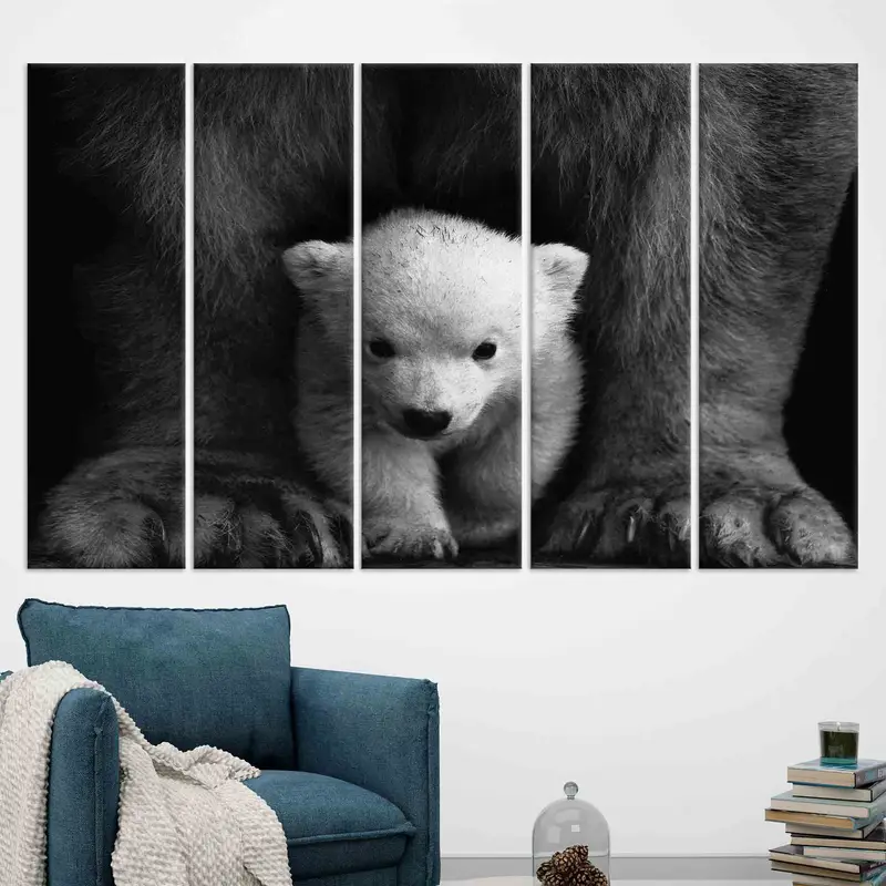 Baby Polar Bear, Polar Bear Wall Art, Canvas Wall Art, Animal Wall Art, Bear Canvas, Wild Nature Canvas, Living Room Canvas, Farm Wall Decor - 5