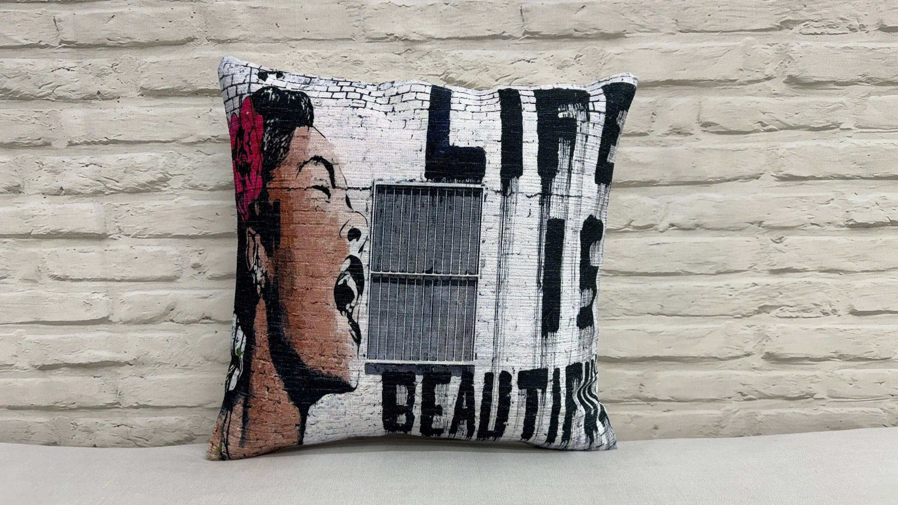 Abstract Woman Graffiti Printed Pillow - Modern Art Home Decor - 1