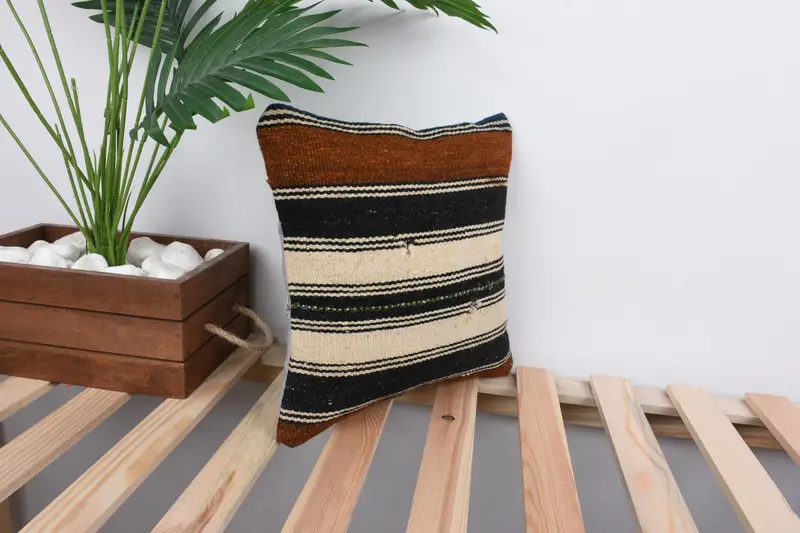 Vintage Kilim Pillow, Pillow for Couch, 12x12 Beige Cushion, Cushion, Vintage Pillow, Colorful Cushion Case, Vintage Kilim Throw Pillow - 5