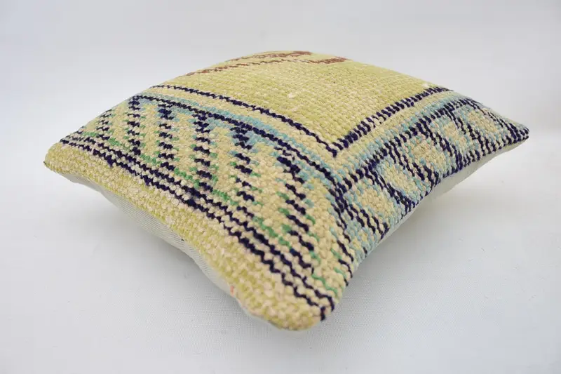 12x12 Yellow Pillow, Pillow, Turkish Pillow, Chair Pillow, Car Pillow, Tribal Pillow Case, Vintage Kilim Pillow, Home Decor Pillow - 5