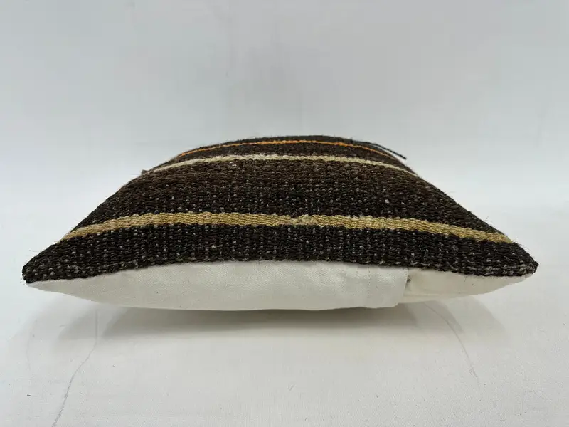 Brown & Beige Striped Throw Pillow, 14x14 Inches Size Pillow - 5