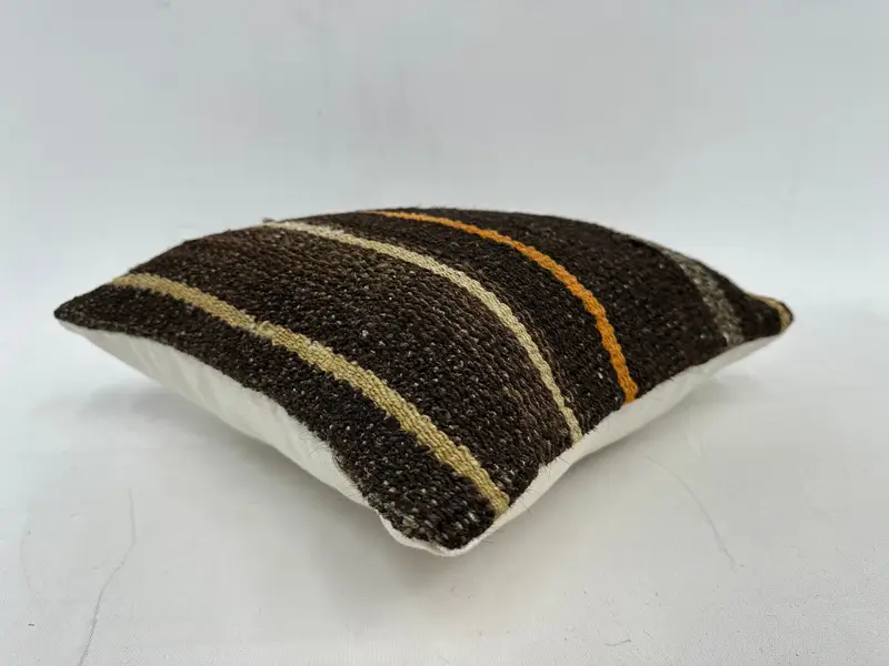 Brown & Beige Striped Throw Pillow, 14x14 Inches Size Pillow - 6