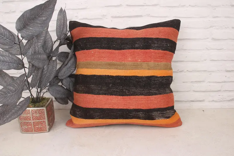 Throw Kilim Pillow, Handmade Throw Pillow, Turkish Kilim Pillow, Rustic Cushion Cover, Cushion, Pillow for Couch, 20x20 Red Pillow Case - 1