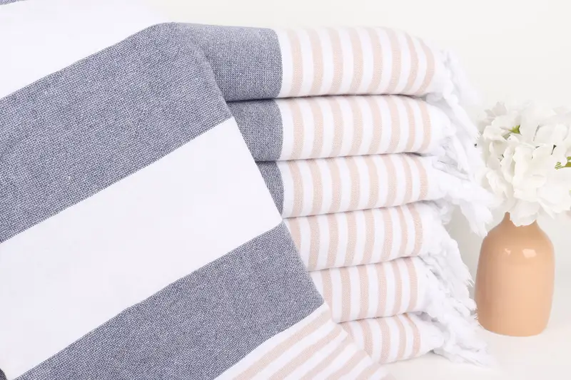 Organic Turkish towel, Handwoven Turkish Towel, Bridal Shower Favor, Housewarming Gift, Turkish Towel Beach, 68x36 Cotton Striped Terry Towel - 1