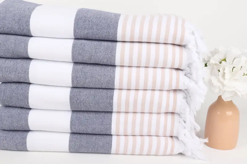 Organic Turkish towel, Handwoven Turkish Towel, Bridal Shower Favor, Housewarming Gift, Turkish Towel Beach, 68x36 Cotton Striped Terry Towel - 3