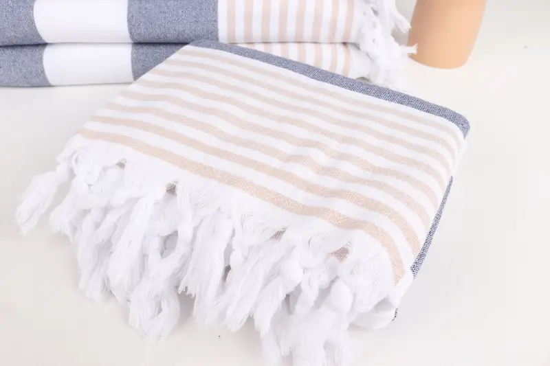 Organic Turkish towel, Handwoven Turkish Towel, Bridal Shower Favor, Housewarming Gift, Turkish Towel Beach, 68x36 Cotton Striped Terry Towel - 5
