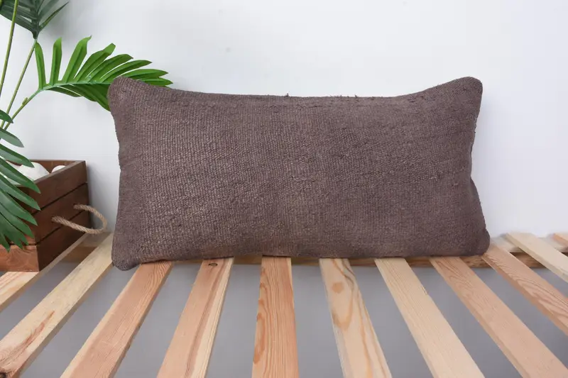 12x24 Brown Pillow Cover, Handmade Kilim Cushion, Pillow Cover, Retro Throw Pillow Case, Vintage Pillow, Handmade Rug Seat Pillow, Home Decor Pillow - 1