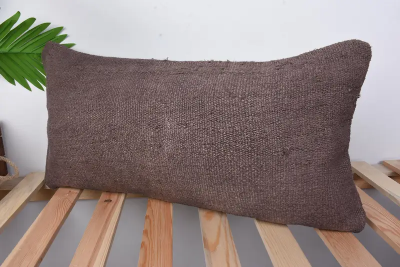 12x24 Brown Pillow Cover, Handmade Kilim Cushion, Pillow Cover, Retro Throw Pillow Case, Vintage Pillow, Handmade Rug Seat Pillow, Home Decor Pillow - 4