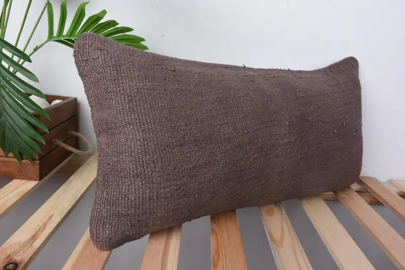 12x24 Brown Pillow Cover, Handmade Kilim Cushion, Pillow Cover, Retro Throw Pillow Case, Vintage Pillow, Handmade Rug Seat Pillow, Home Decor Pillow - 5