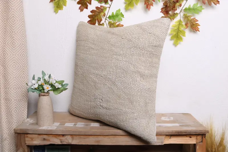 Boho Pillow Sham Cover, Pillow for Couch, Home Decor Pillow, 20x20 White Pillow Sham, Anatolian Pillow, Vintage Kilim Pillow Pillow, Cushion Case - 4