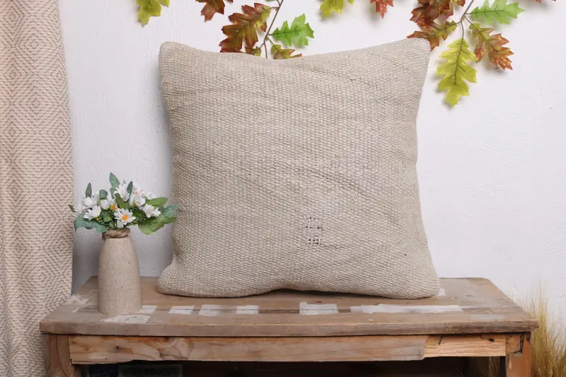 Boho Pillow Sham Cover, Pillow for Couch, Home Decor Pillow, 20x20 White Pillow Sham, Anatolian Pillow, Vintage Kilim Pillow Pillow, Cushion Case - 1