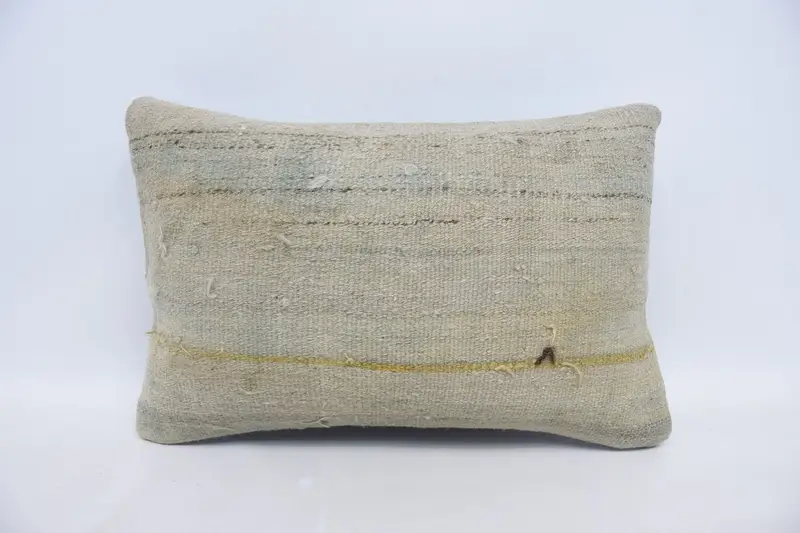 Indoor Cushion Case, Turkish Bench Cushion, Turkish Kilim Pillow, Turkish Pillow, Cushion, 16x24 Beige Pillow Case, Pillow for Sofa - 1