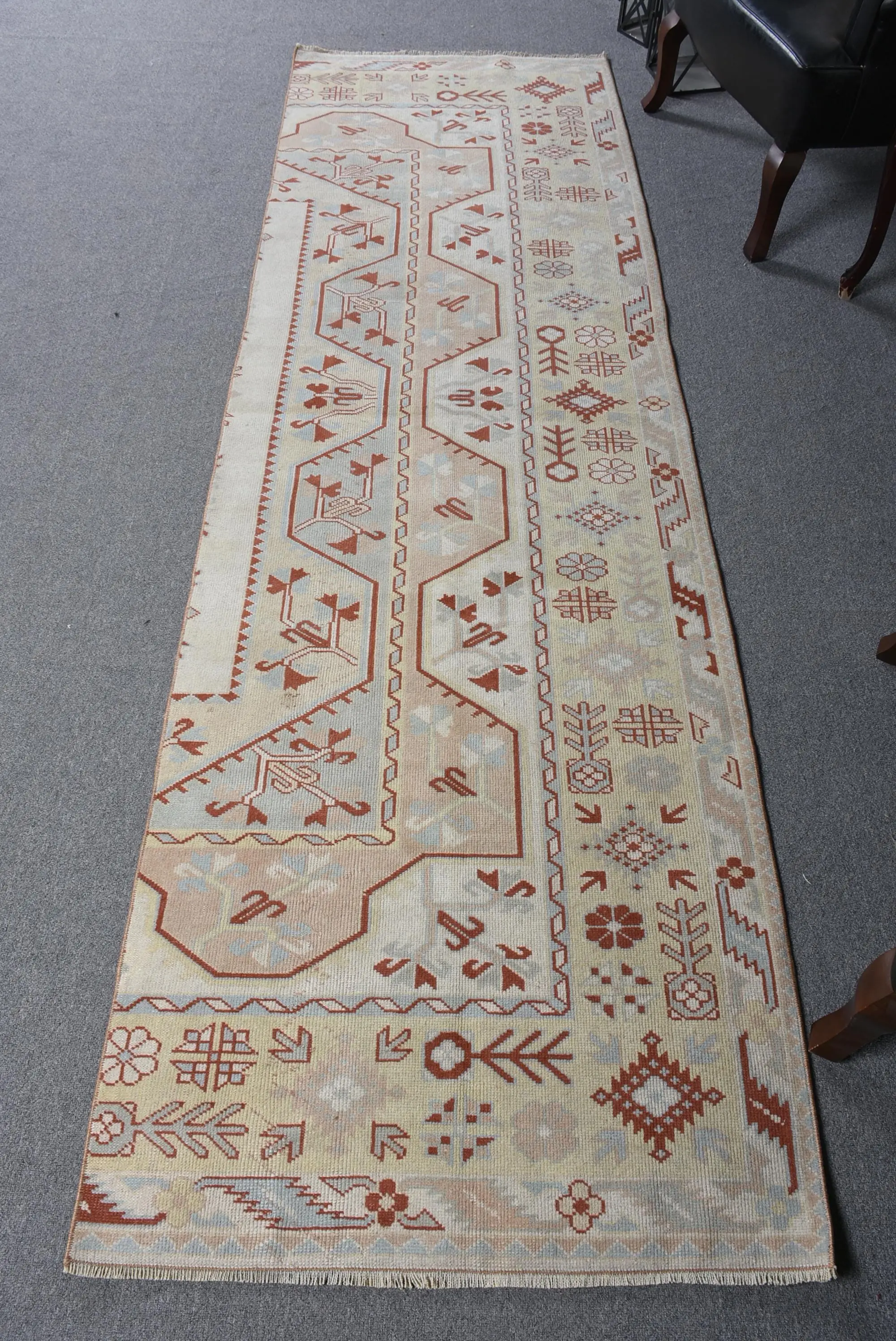 Vintage Teppich, Läufer 2,9x9,7 ft türkischer Teppich, brauner massiver Wollteppich - 1