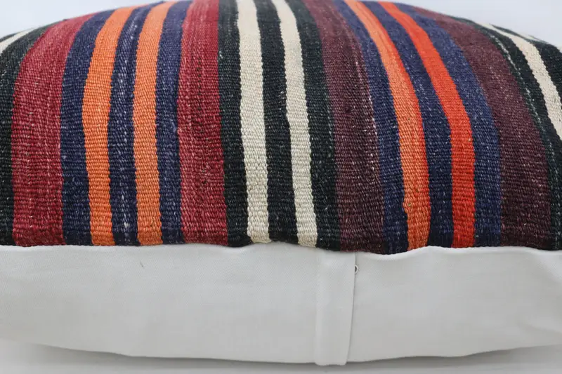 Kilim Cushion Sham, Boho Pillow Sham Cover, 32x32 Brown Cushion Cover, Hippie Throw Cushion Case, Pillow Case, Ethnical Kilim Rug Pillow - 6