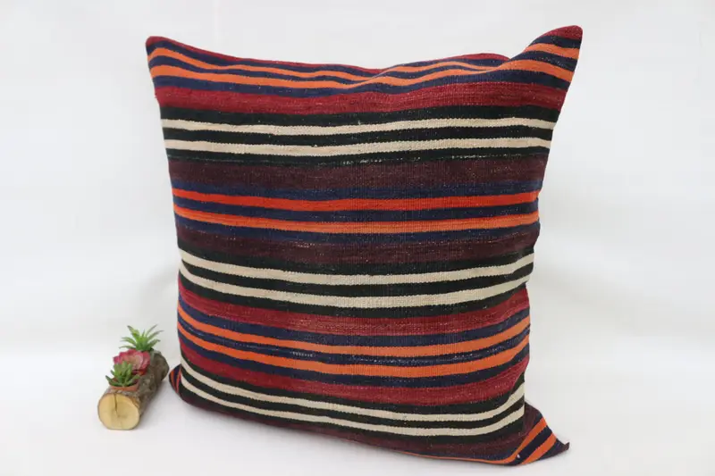 Kilim Cushion Sham, Boho Pillow Sham Cover, 32x32 Brown Cushion Cover, Hippie Throw Cushion Case, Pillow Case, Ethnical Kilim Rug Pillow - 5