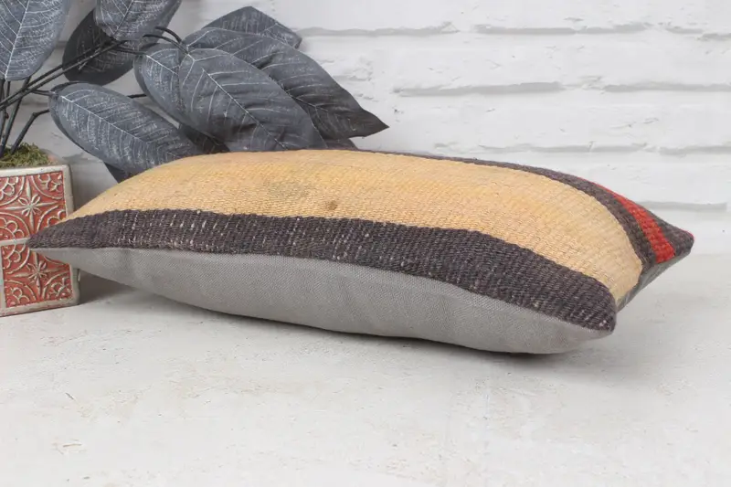 Pillow Case, Throw Kilim Pillow, Meditation Cushion Cover, Kilim Pillow Cover, 8x16 Red Pillow Sham, Vintage Pillow, Sofa Bolster Pillow Sham - 6