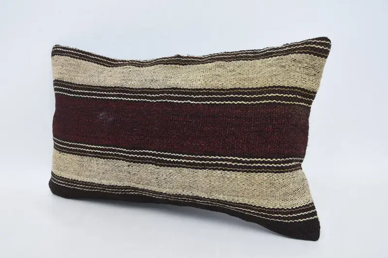 Throw Kilim Pillow, Ethnical Kilim Rug Pillow, Customized Cushion Cover, Cushion, 12x20 Brown Cushion Case, Vintage Kilim Throw Pillow - 4