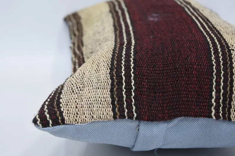 Throw Kilim Pillow, Ethnical Kilim Rug Pillow, Customized Cushion Cover, Cushion, 12x20 Brown Cushion Case, Vintage Kilim Throw Pillow - 5