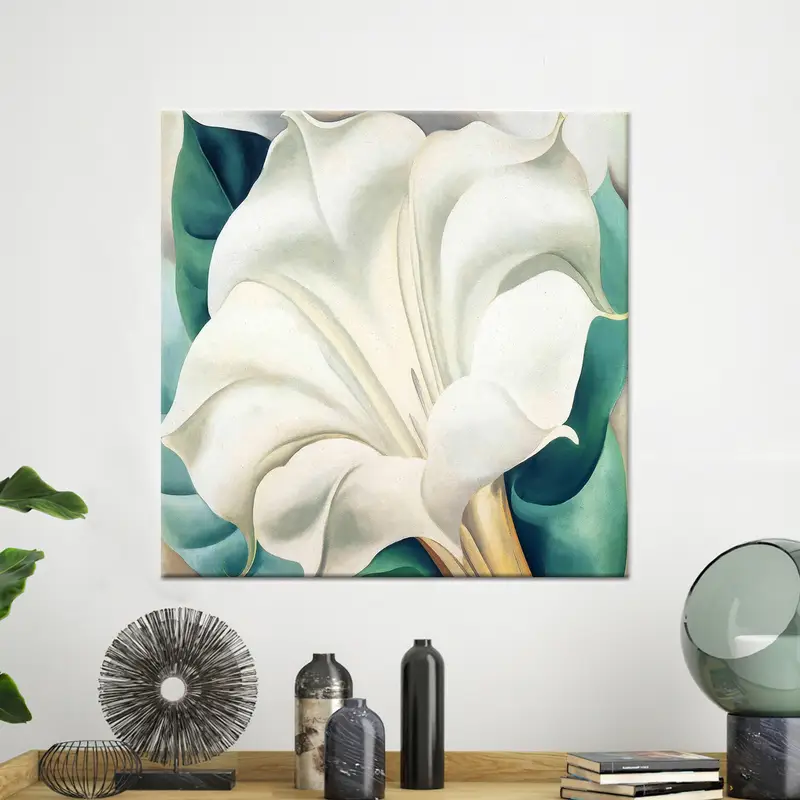 Modern Lüks Kanvas: Beyaz Çiçek Kanvas Tablo