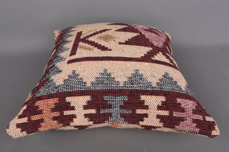 Outdoor Bolster Pillow Sham, 18x18 Red Pillow Cover, Handmade Kilim Cushion, Pillow Sham, Gift Pillow, Bohemian Cushion Pillow Case, Antique Pillows - 7