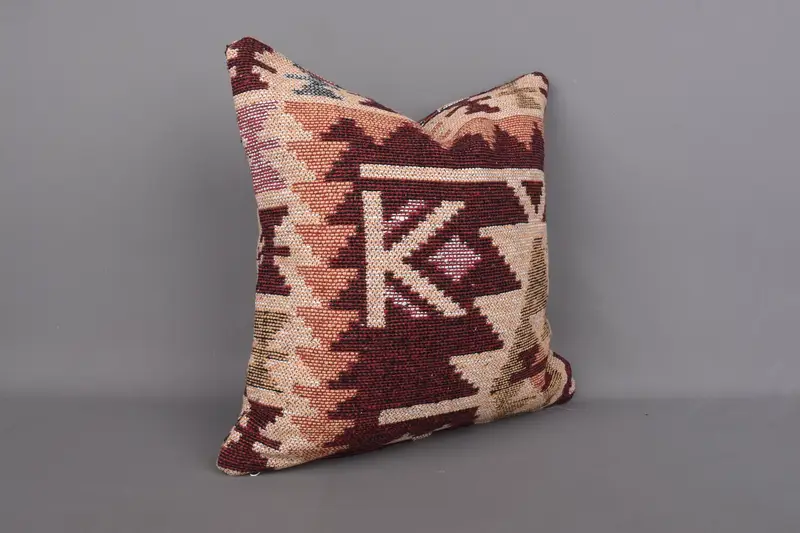 Outdoor Bolster Pillow Sham, 18x18 Red Pillow Cover, Handmade Kilim Cushion, Pillow Sham, Gift Pillow, Bohemian Cushion Pillow Case, Antique Pillows - 2