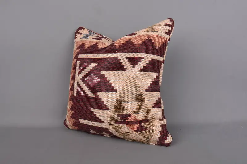 Outdoor Bolster Pillow Sham, 18x18 Red Pillow Cover, Handmade Kilim Cushion, Pillow Sham, Gift Pillow, Bohemian Cushion Pillow Case, Antique Pillows - 3