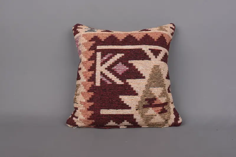 Outdoor Bolster Pillow Sham, 18x18 Red Pillow Cover, Handmade Kilim Cushion, Pillow Sham, Gift Pillow, Bohemian Cushion Pillow Case, Antique Pillows - 4