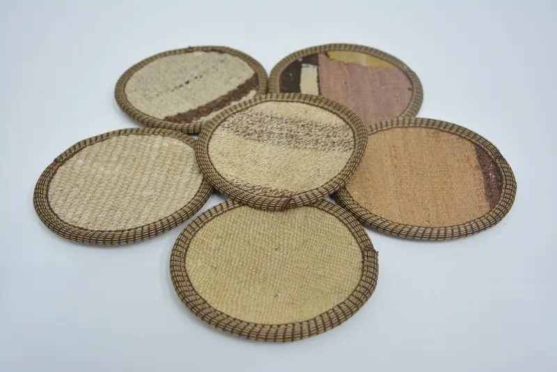 Juego de posavasos redondos bohemios beige, posavasos bohemios antideslizantes