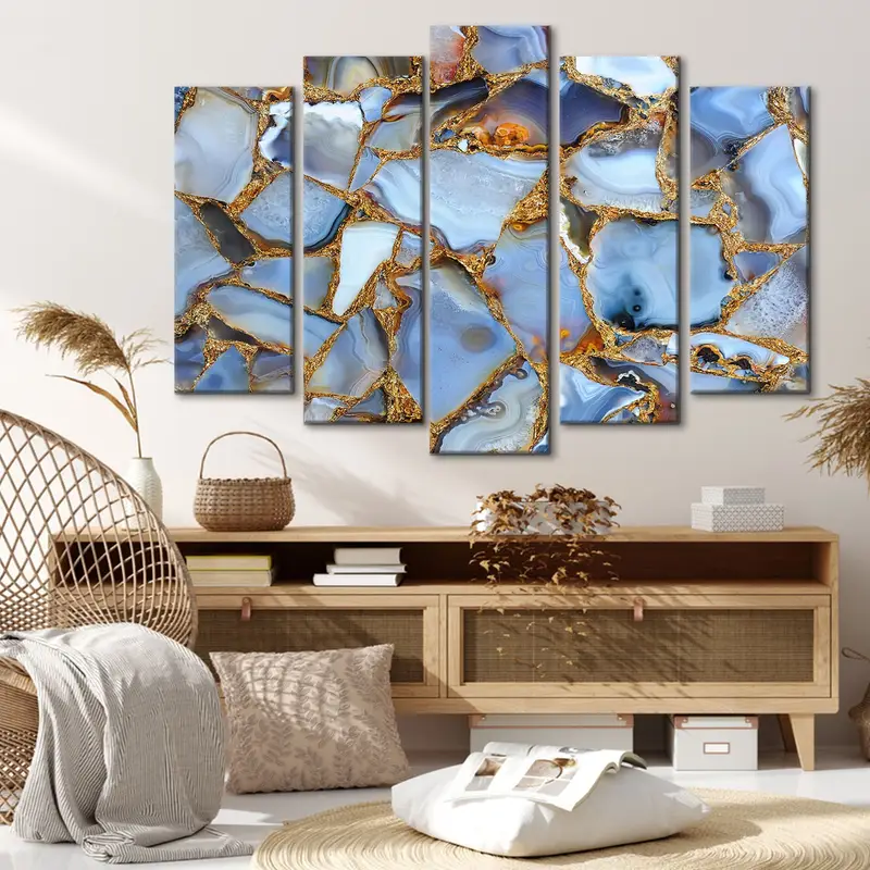 Blue Gold Marble Canvas, Oversize Canvas Art, Contemporary Art, Home Luxury Wall Art, Abstract Wall Decor, Blue Abstract, Modern Artwork - 4