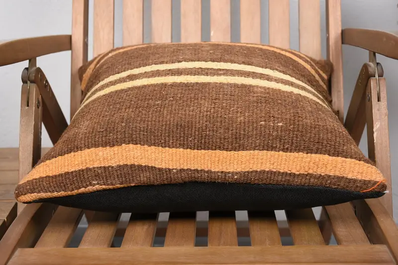 18x18 Brown Cushion, Seat Pillow Cover, Kilim Pillow Cover, Pillow Cover, Pillow for Sofa, Comfy Throw Pillow, Kilim Pillow - 5