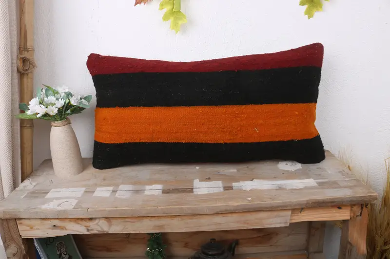 Luxury Pillow Case, Gift Pillow, Pillow Case, Toss Cushion Case, Home Decor Pillow, Vintage Kilim Throw Pillow, 12x24 Brown Cushion - 1
