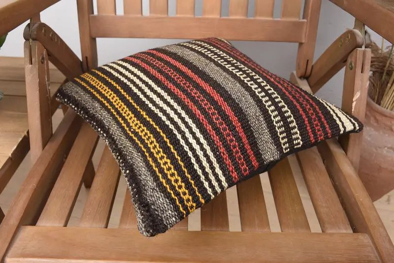 Throw Kilim Pillow, Antique Pillows, Vintage Pillow Cover, 14x14 Red Cushion Cover, Pillow Cover, Vintage Kilim Throw Pillow - 4