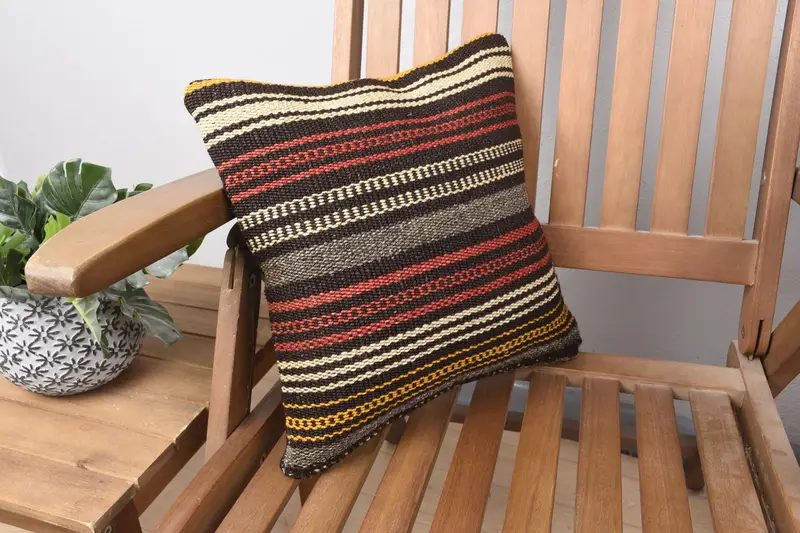 Throw Kilim Pillow, Antique Pillows, Vintage Pillow Cover, 14x14 Red Cushion Cover, Pillow Cover, Vintage Kilim Throw Pillow - 2