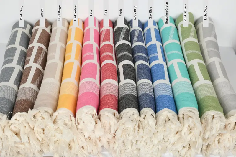 Personalized Turkish Beach Towel Organic Cotton Geometric, 69x33 Inches